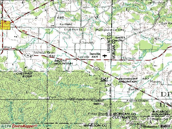 Zip code 35619 topographic map