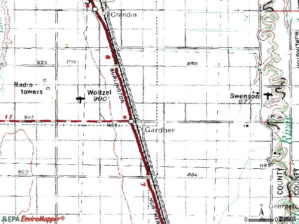 Zip code 58039 topographic map