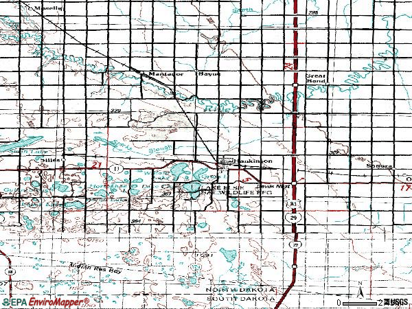 Zip code 58041 topographic map