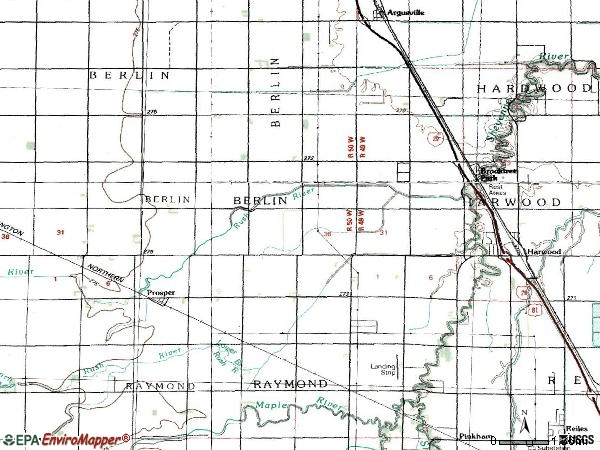 Zip code 58042 topographic map