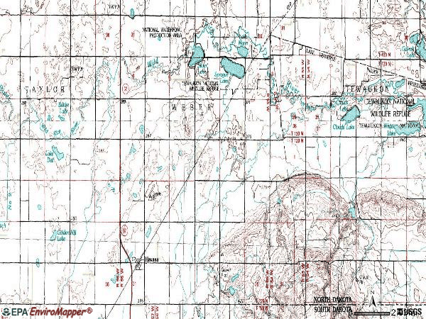 Zip code 58043 topographic map