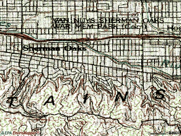 Zip code 91423 topographic map