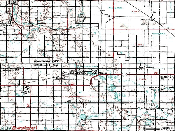 Zip code 58060 topographic map