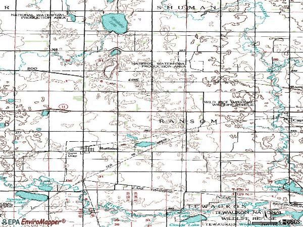 Zip code 58067 topographic map