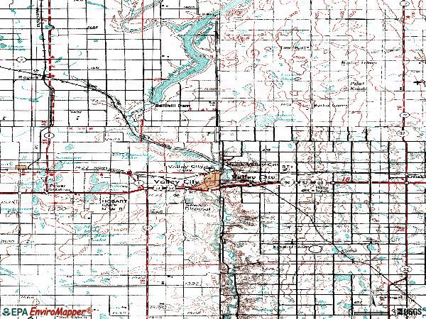 Zip code 58072 topographic map