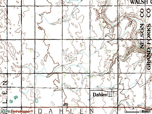Zip code 58224 topographic map
