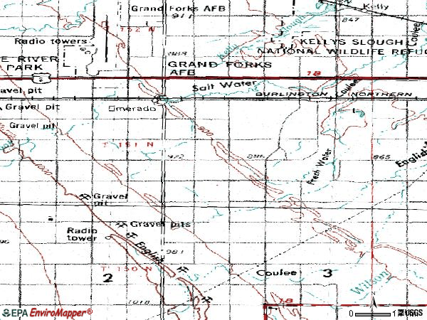 Zip code 58228 topographic map