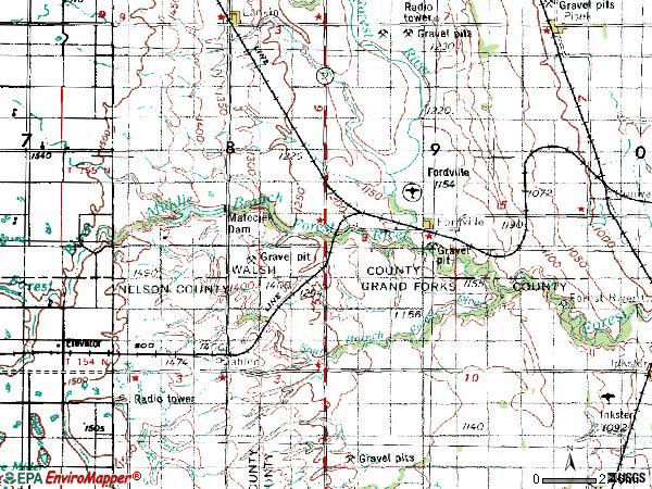 Zip code 58231 topographic map