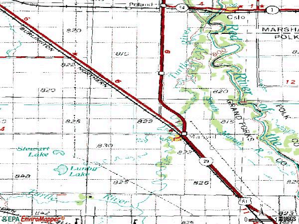 Zip code 58256 topographic map