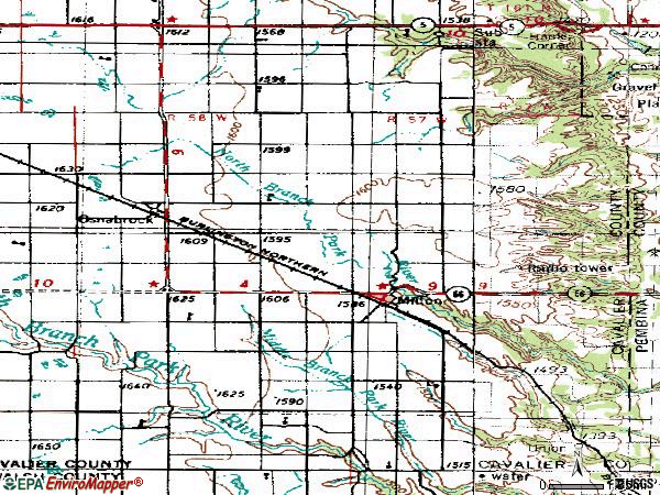 Zip code 58260 topographic map