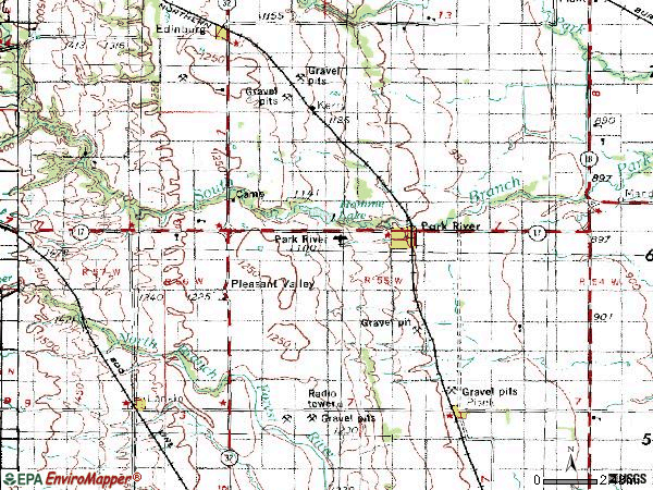 Zip code 58270 topographic map
