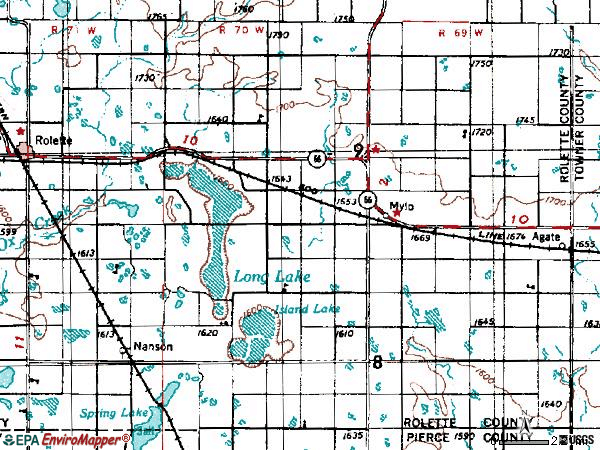 Zip code 58310 topographic map