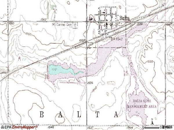 Zip code 58313 topographic map