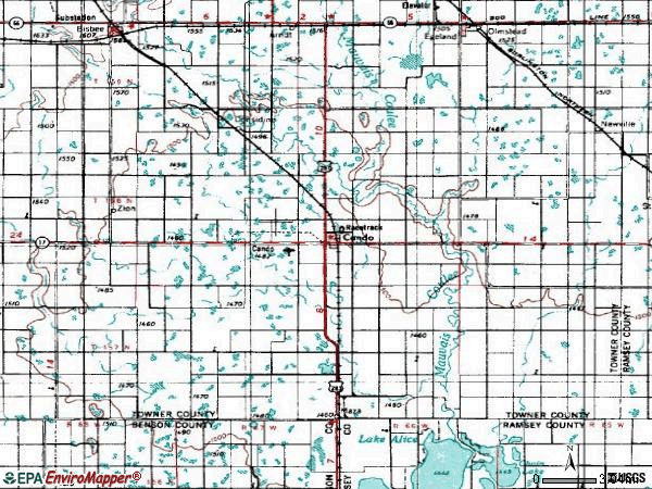 Zip code 58324 topographic map