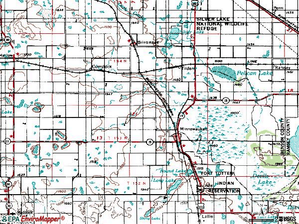 Zip code 58351 topographic map