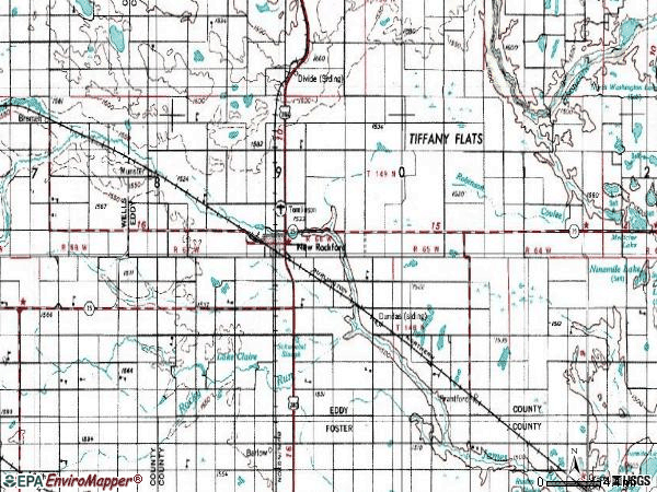Zip code 58356 topographic map