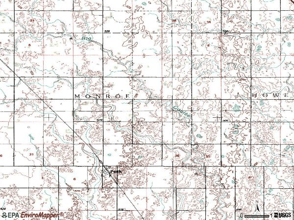 Zip code 58363 topographic map