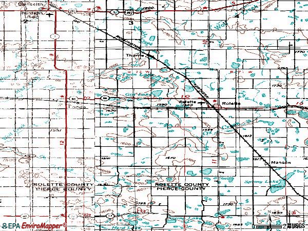Zip code 58366 topographic map