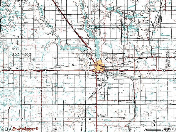 Zip code 58401 topographic map