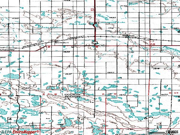 Zip code 58418 topographic map