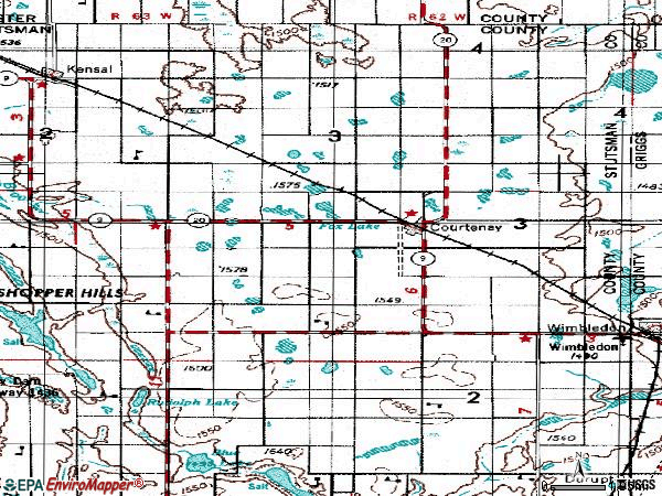 Zip code 58426 topographic map