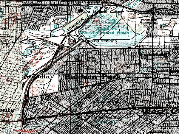Zip code 91706 topographic map