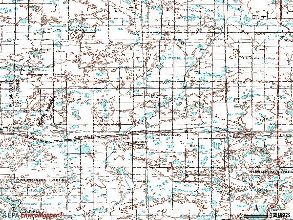 Zip code 58463 topographic map