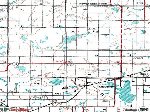 Zip code 58489 topographic map