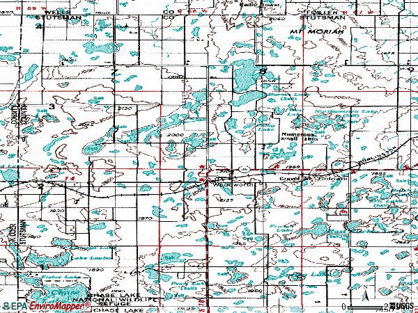 Zip code 58496 topographic map