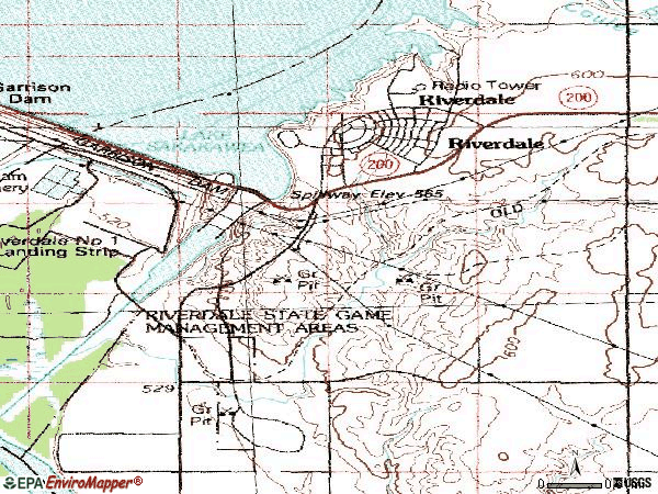 Zip code 58565 topographic map