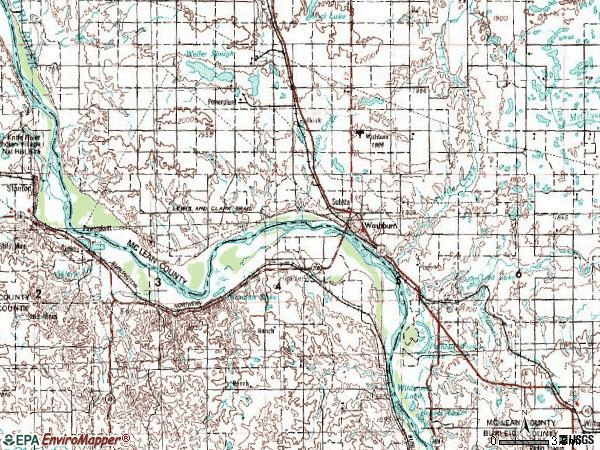 Zip code 58577 topographic map