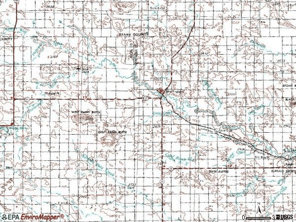 Zip code 58647 topographic map