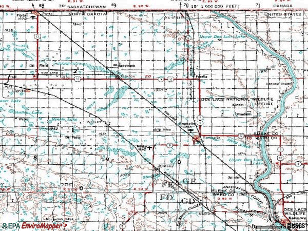 Zip code 58721 topographic map
