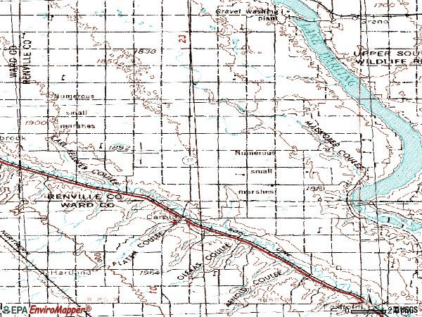 Zip code 58725 topographic map