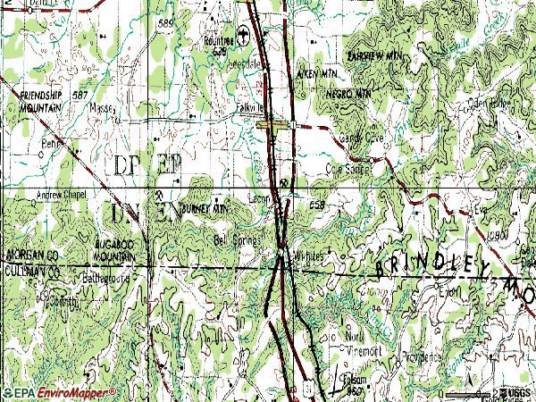 Zip code 35622 topographic map