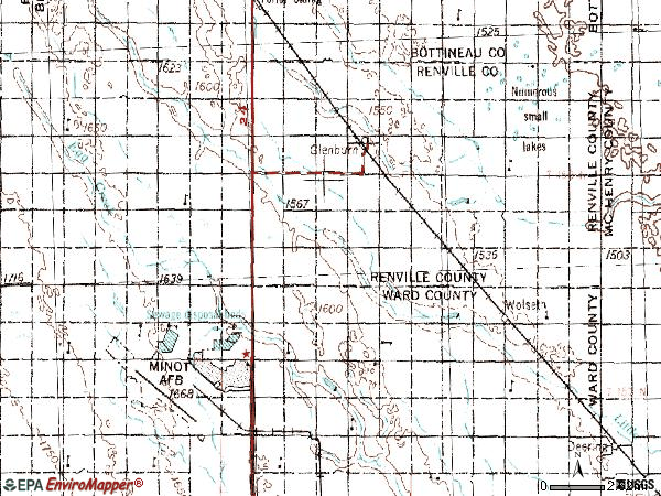 Zip code 58740 topographic map
