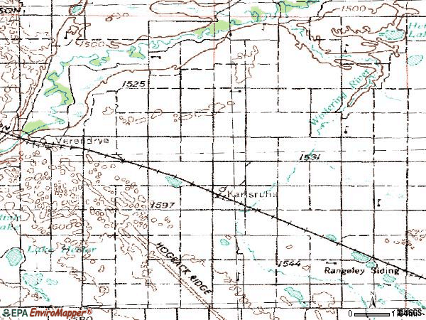 Zip code 58744 topographic map