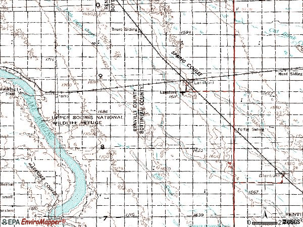 Zip code 58750 topographic map