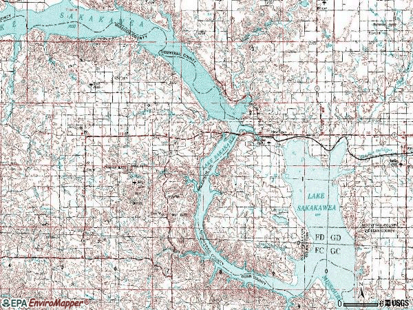 Zip code 58763 topographic map