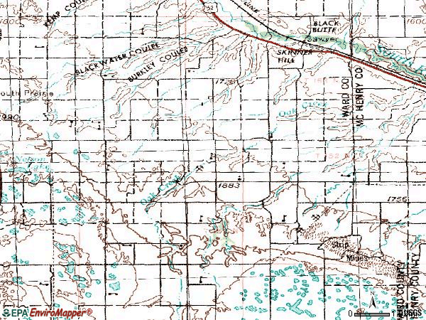 Zip code 58781 topographic map