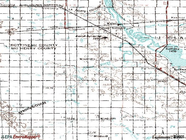 Zip code 58789 topographic map