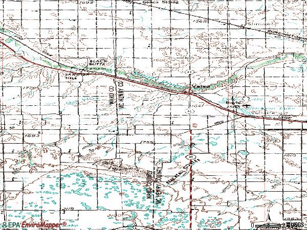 Zip code 58790 topographic map