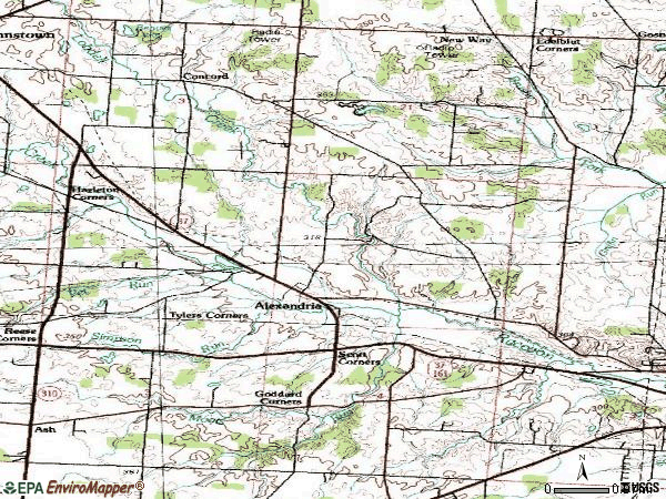 Zip code 43001 topographic map