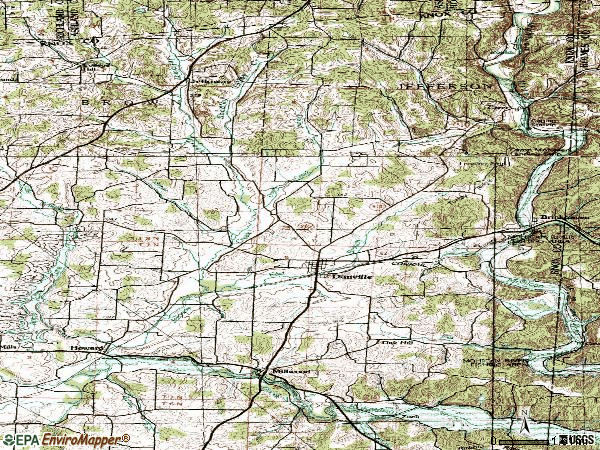 Zip code 43014 topographic map