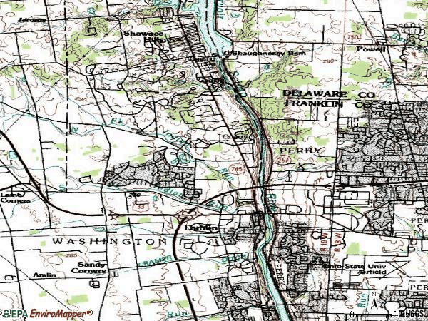 Zip code 43017 topographic map