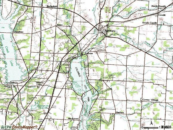 Zip code 43021 topographic map