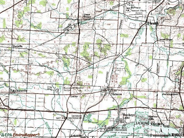 Zip code 43025 topographic map