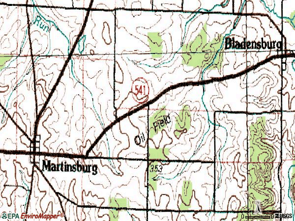 Zip code 43037 topographic map