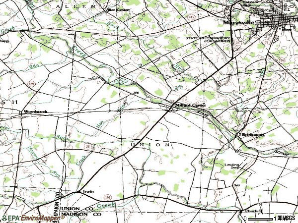 Zip code 43045 topographic map