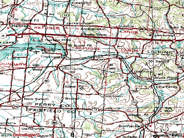 Zip code 43076 topographic map